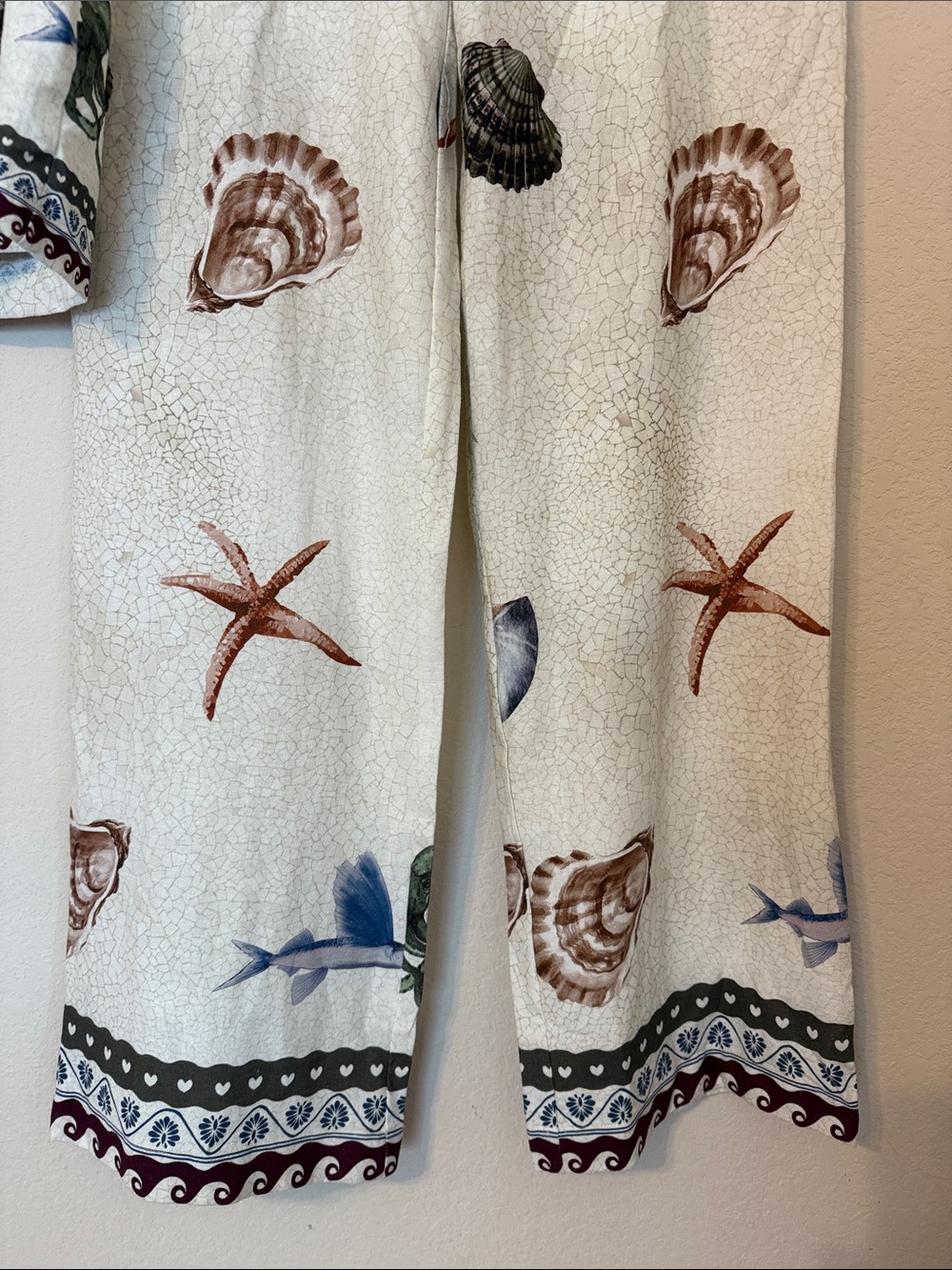 Calypso St. Barth Cream Nautical Shell & Octopus Wide Leg Pant Set - Picture 6 of 8